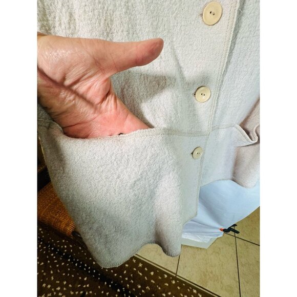 Q'Neel Nordic Design Cream Wool Sustainable Jacket Lagenlook Womens 10 Artsy - Picture 10 of 10